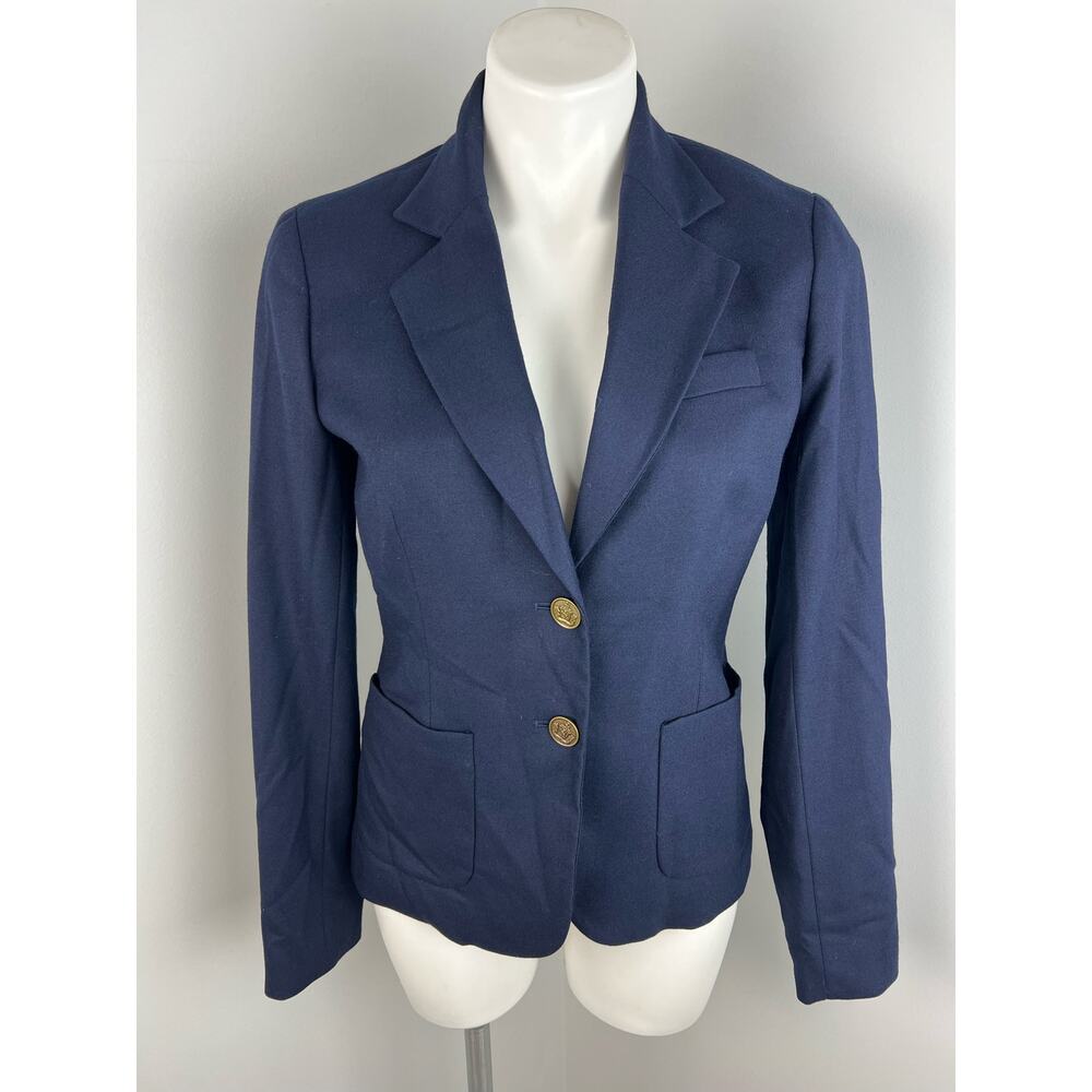 J.Crew Navy Wool Blend Schoolboy Blazer Size 4